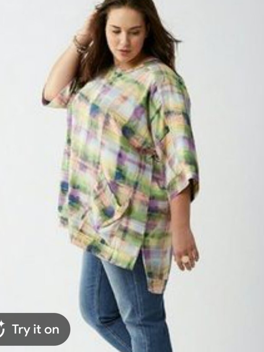 7 For All Mankind Melissa McCarthy Collab Rainbow Colorful Pastel Tunic Top 2X